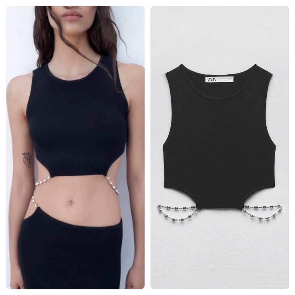 NWT Zara Cut Out Black Crop Top